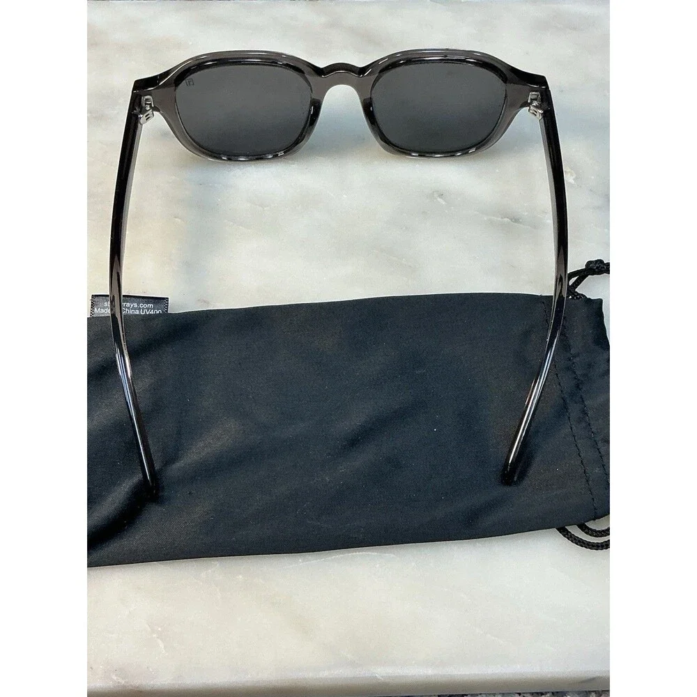 Tomahauk Rectangle Sunglasses Black Frame Black Lens UV400 W72324